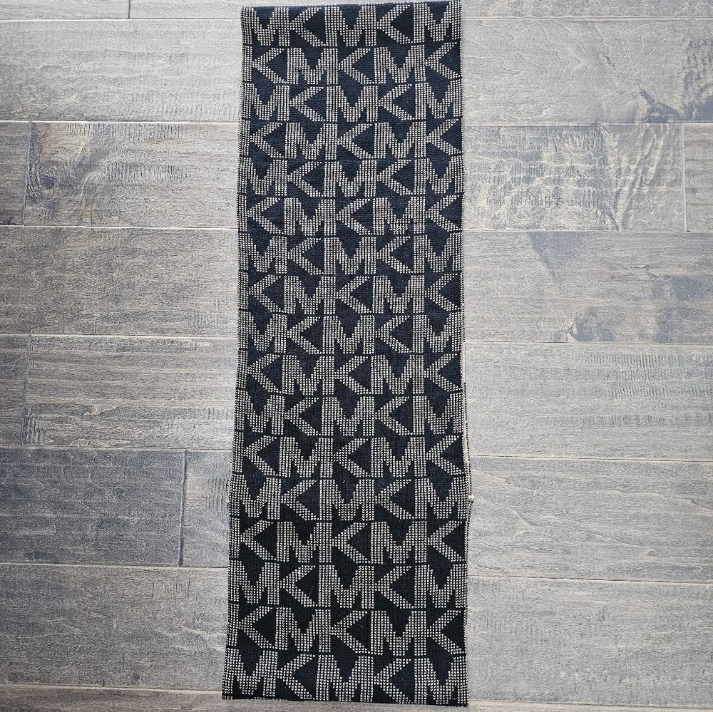 Michael Kors Infinity Black and Tan Scarf with Signature Logo